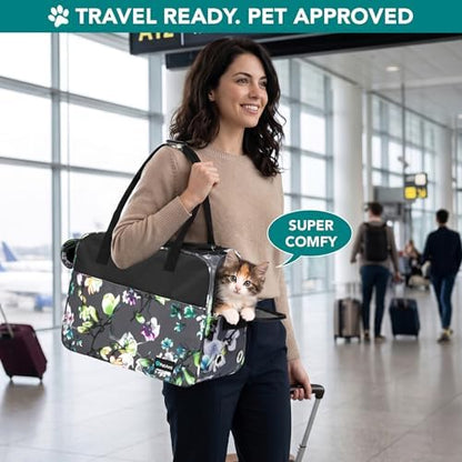 PetAmi Small Dog Purse Carrier with Pockets, Airline Approved, Floral Gray - Image 6