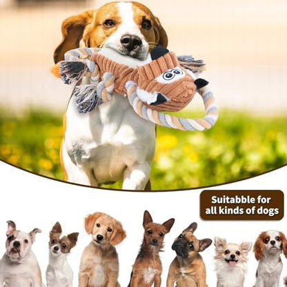 Squeaky Dog Toys Interactive Durable Rope-Infused Lion Shape Puppy Chew Toys for Small, Medium and Big Dogs - Image 3