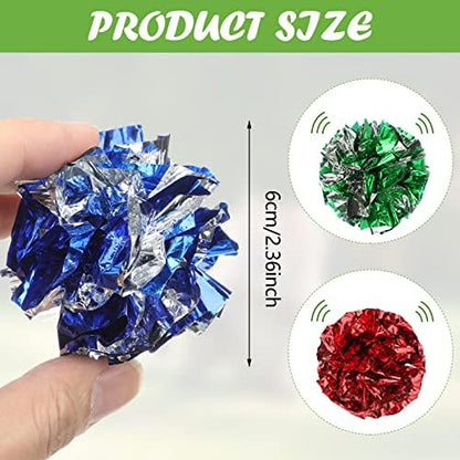 Silkfly 50 Pcs Cat Crinkle Balls Toys 2.36" Interactive Colorful - Image 3