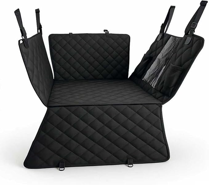 Dog Seat Cover for Back Seat, Back Seat Extender for Dogs, Hard Bottom Seat Cover with Mesh Window and Storage Pocket, Waterproof Dog Hammock Seat for Full Size SUVs, Trucks, Black, X-Large