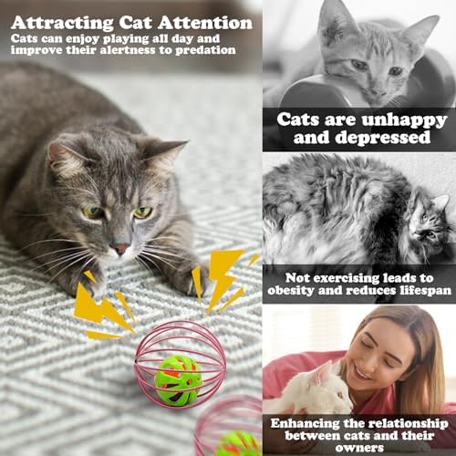 Andiker Cat Toy Ball,6pcs Cat Interactive Toy for Cats,Caged Mouse and Ball for Cats to Chase and Grab (Ball Toy) - Image 4