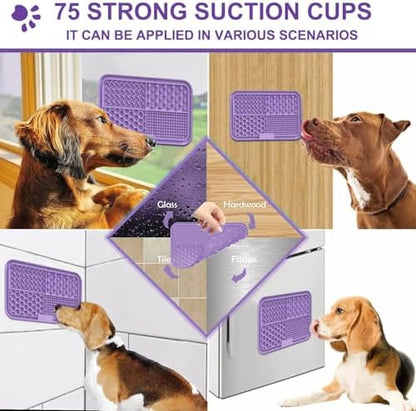 Licking Mat for Dogs & Cats with Suction Cups, 1 Pack Dog Slow Feeder Lick Pat for Anxiety Relief, Dog Toys Feeding Mat for Butter Yogurt Peanut, Pets Bathing Training Grooming Mat - Image 4