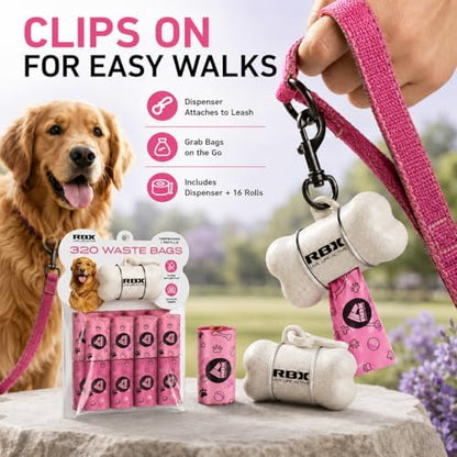 RBX Dog Poop Bags with Leash Holder, 320 Bags, 16 Refill Rolls - Image 3