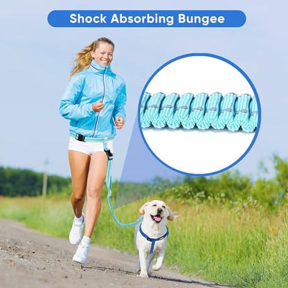 Pawtitas Reflective Teal Running Handsfree Puppy or Dog Leash Padded Handle, 5 ft., Medium, Blue - Image 4