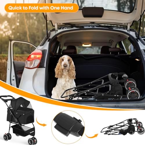 Pet Stroller,Dog Stroller for Small Medium Dogs Cats,3 Wheels,Black - Image 4