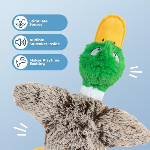 Best Pet Supplies Interactive Squeaky Dog Chew Toy, Ideal Dog Toys for Chewers, Small, Medium & Large Dogs, and Fetch Lovers - Mallard Duck (Gray), Large - Image 2