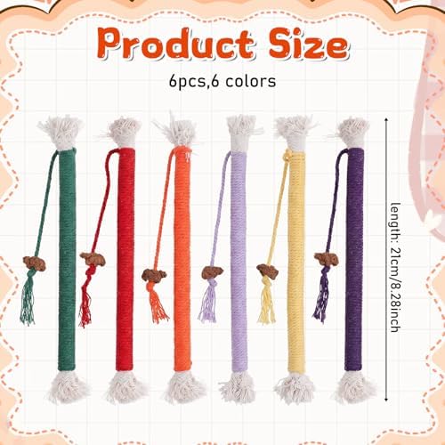 Jeffdad 6 Pcs Cat Toys Chew Ropes, Interactive Kitten Teething Toys - Image 2