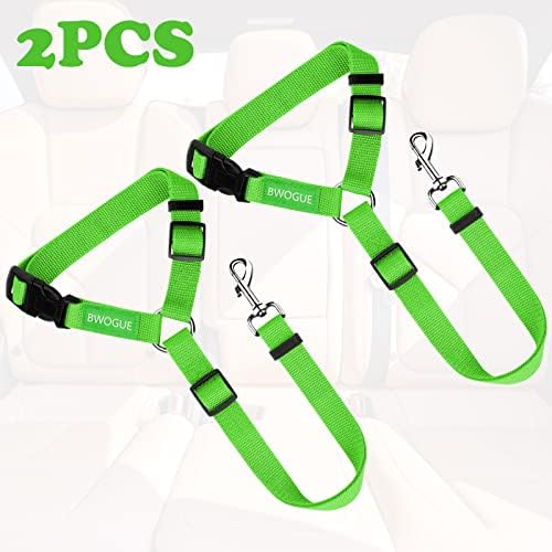 BWOGUE 2 Pack Dog Seat Belt for Car, Green Headrest Restraint Safety Strap - Image 2