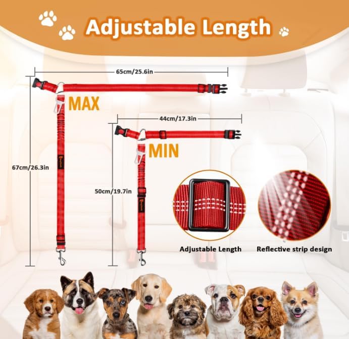 Laqibak Removable Dog Seat Belt Harness for Car, 3 in 2 Pet Seatbelt Leash - Image 7