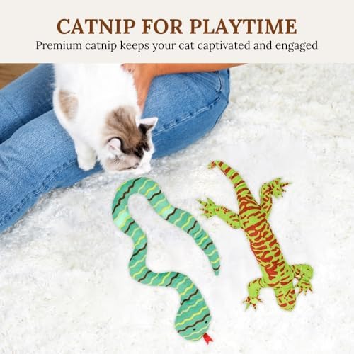 Interactive Cat Toys for Indoor Cats - Glow in Dark Octopus - XL Snake And Lizard Chew Toy - Round Base Teaser Wand - Bored Adult Feline Hunting Enrichment - Self Play Kitten Juguetes para Gatos - Image 4