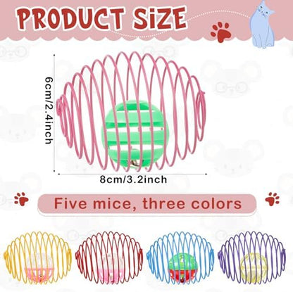 Jecery 5 Pcs Cat Toys Spring,Bell Ball,Multicolor - Image 2