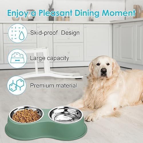 Epetslove Stainless Steel Dog Bowls Double Non-Slip Dog Water and Food Bowl - Image 6