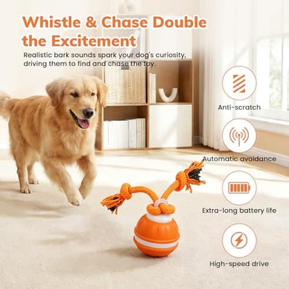 Dog Toys, Interactive Dog Toys, Automatic Interactive Dog Ball, 3 Modes Motion Activated Dog Balls for Medium Large Dogs, Type-C Rechargeable & Bite-Resistant (Orange01) - Image 2