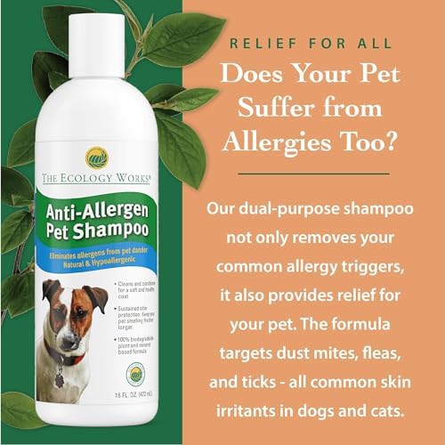 Anti-Allergen Pet Shampoo -Dog & Cat Dander Remover. Gentle Formula for Dry Sensitive Skin; Allergy Relief, The Ecology Works (16 Oz) - Image 5