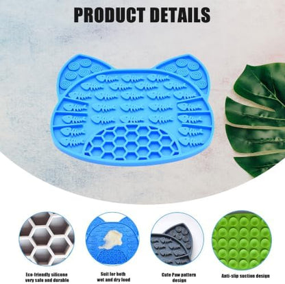 Lick Mat for Dogs and Cats, Anxiety Relief Licking Pad, Boredom Reducer, Snuffle Mat, Keeps Pets Busy, Perfect for Bathing and Grooming, 1 Pack (1Pack Light Blue) - Image 3