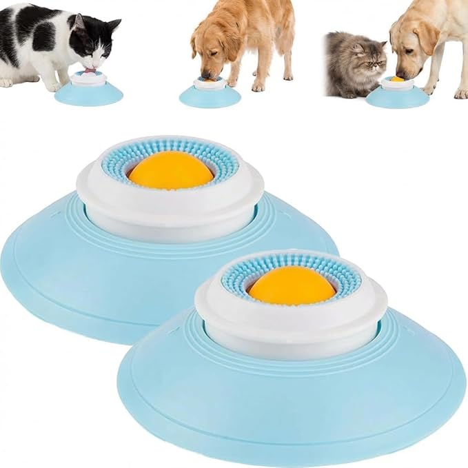 Dog Cat Lick Sphere Slow Feeder for Liquid Food & Peanut Butter,Interactive Licksphere for Dogs Anxiety Relief,Non-Slip Licking Bowl Enrichment Toys to Healthy Diet Food Container for Dog Cats(Yellow)