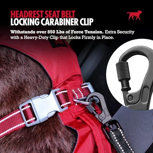 Tuff Pupper Dog Seat Belt for Car Headrest | Adjustable Length Dog Car Harness Restraint | Heavy-Duty Aviation Aluminum Carabiner & Tactical Buckle | Universal Fit for Small, Medium & Large Dogs - Image 3