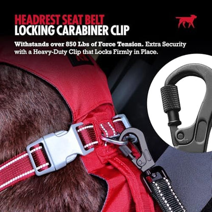 Tuff Pupper Dog Seat Belt for Car Headrest | Adjustable Length Dog Car Harness Restraint | Heavy-Duty Aviation Aluminum Carabiner & Tactical Buckle | Universal Fit for Small, Medium & Large Dogs - Image 3