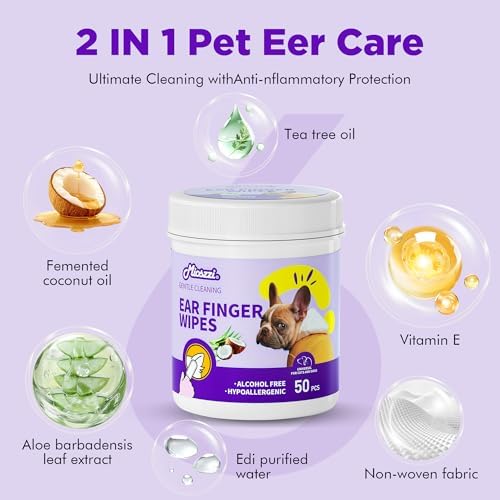MIOSSZI Dog Ear Cleaner Finger Wipes for Dogs & Cats – Removes Wax & Odor, Helps Soothe Itchy Ears, Pet Ear Cleaning Finger Wipes 50 Count - Image 3