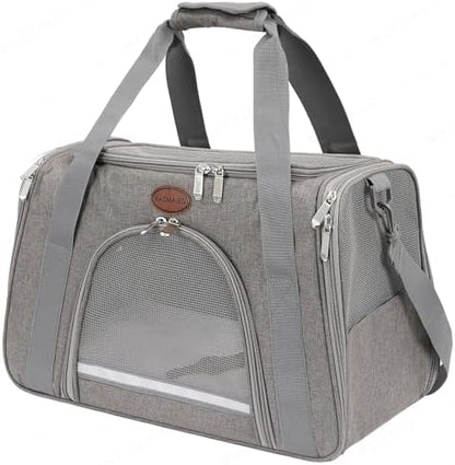 Cat Carrier Dog Carrier Pet Carriers for Medium Small Cats Dogs Puppies up to 15 Lbs,TSA Airline Approved Small Dog Cat Carriers Soft Sided,Collapsible Travel Puppy Carrier (Grey, Medium) by ROSEBB