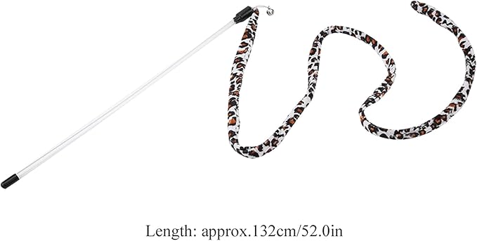 Leopard Cat Teaser, Print Tail Stick Chaser 1Pc Toy Teaser with Bell Cat Funny Toy, Pets Animals for Cats Dogs