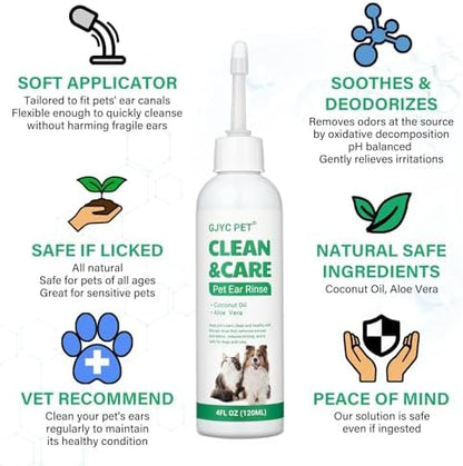 Ear Cleaner for Dogs and Cats with Flexible Long Tube- Ear Infection Treatment, Deep Canal Solution for Ear Mites, Infections, Itch, Wax & Smell, Safe Aloe Vera Formula, 4 oz - Image 6