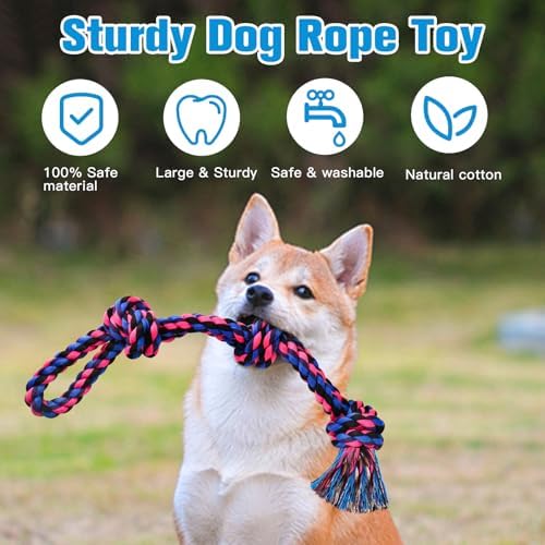 UPSKY Dog Rope Toys 2 Nearly Indestructible Dog Toys, Dog Toy for Medium to Large Breed, Dental Cleaning Chew Toys, Dog Tug Toy for Boredom, Dog Teething Toys, Dog Rope Toy for Aggressive Chewers - Image 3
