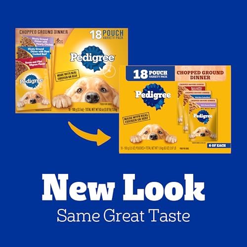 Pedigree Chopped Dinner Wet Dog Food Pouch, Variety Pack, 3.5 oz, 18 Count - Image 2