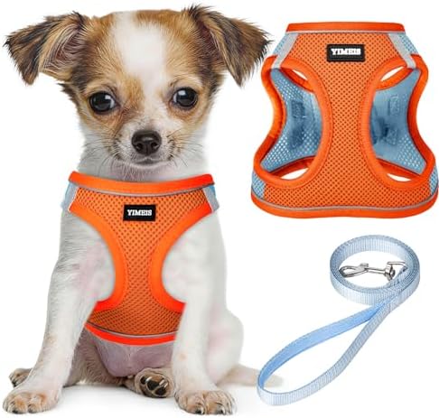 No Pull Dog Puppy Harness and Leash Set Reflective Mesh Vest X-Small by YIMEIS