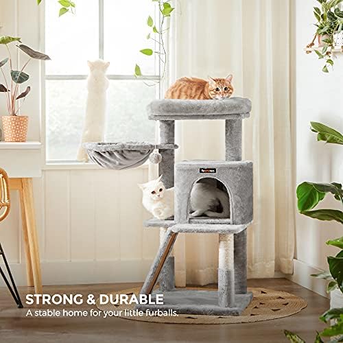 Feandrea Cat Tree, 37.8-Inch Tall Cat Tower, Multi-Level Condo, Light Gray - Image 4
