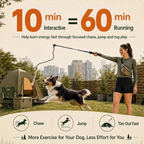 Flirt Pole for Dogs,Heavy Duty Interactive Chase & Rope Tug Toy - Image 2