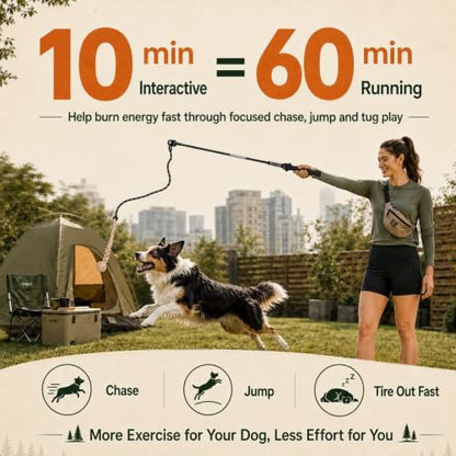 Flirt Pole for Dogs,Heavy Duty Interactive Chase & Rope Tug Toy - Image 2