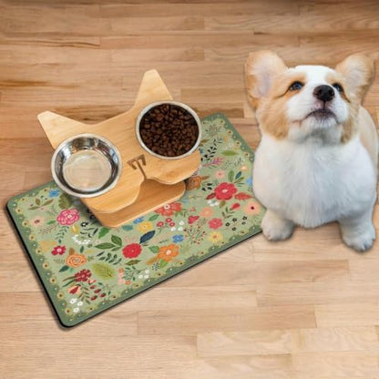 Absorbent Pet Dog Bowl Mat for Food and Water, Pet Cat Food Feeding Mat with Non Slip Rubber Backing, Dog Food Mats for Floors Waterproof, 12"x20" - Image 2