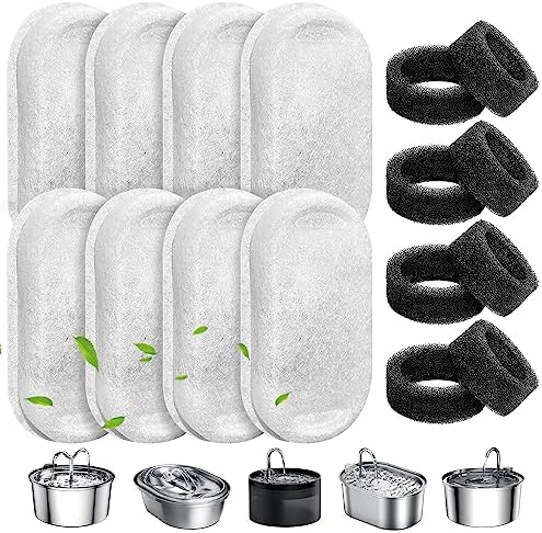 16Pcs Cat Water Fountain Filter Fit 101oz/3L Stainless Steel Pet Fountain by WEIKEY
