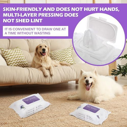 Treela 10 Pack Dog Pet Wipes, 80 Count Paws Body, Lavender - Image 5