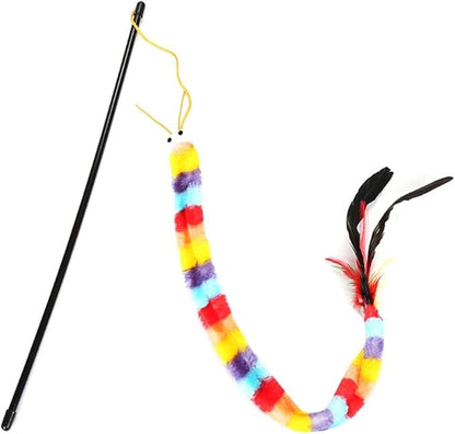 POPETPOP 2Pack Cat Toys Wand - Cat Feather Toy Kitten Toys Palmerworm Funny Cat Toys Interactive, Feather Cat Teaser Toys Worms on a String