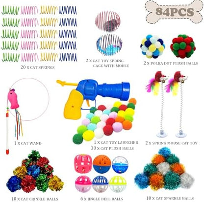 Colorful Cat Toys Bulk for Indoor Cats, 84 Pcs Interactive Kitten Toys - Image 5