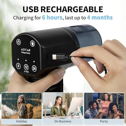 Automatic Fish Feeder for Aquarium: Rechargeable Fish Feeder Dispenser,Moisture-Proof & 200ML Large Capacity Betta Turtle Vacation Feeder,Auto Fish Food Dispenser Timer for Weekends/Business - Image 4