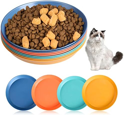 Cat Bowls 6 inch Whisker Fatigue Free Cat Food Bowl, Wheat Straw Cats Dishes, Pet Feeding Plate for Kittens and Short Legged Cats (8 Pcs) by HMDZMR