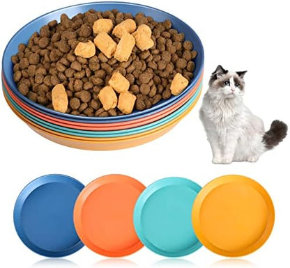 Cat Bowls 6 inch Whisker Fatigue Free Cat Food Bowl, Wheat Straw Cats Dishes, Pet Feeding Plate for Kittens and Short Legged Cats (8 Pcs) by HMDZMR