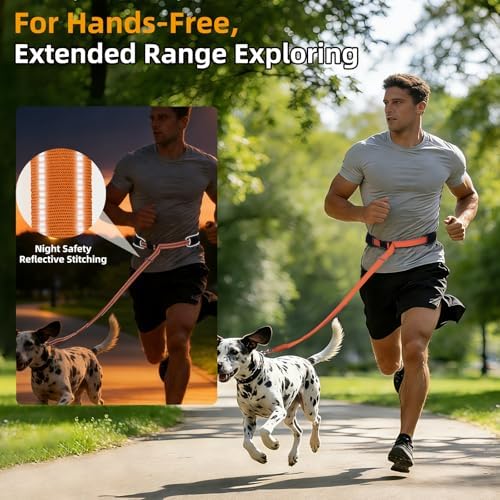 Reflective Waist Bungee Dog Leash - Hands-Free for Running & Walking (Orange Leash) - Image 5