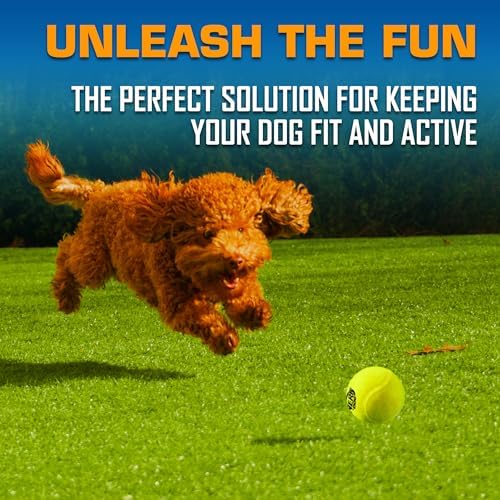 Nerf Dog Tennis Ball Blaster Dog Toy Gift Set, Tennis Ball Dog Fetch Toy Launches up to 50 ft, Dog Ball Thrower for All Breeds Includes Translucent Blue Tennis Ball Launcher and 3 Dog Tennis Balls - Image 3