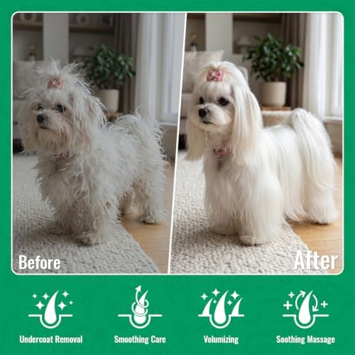 Small Slicker Brush for Dogs & Cats, Professional Pets Long Pin Brush for Grooming, Shedding - Non-Slip Rubber Beech Handle - Image 4