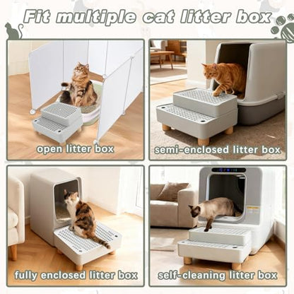 Elevated Cat Ramp for Litter Box, 2-Step Litter Trapper, Grey - Image 5