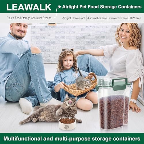 LEAWALK 5-7Lbs Cat Dog Storage Container, Portable Pet Food Containers with Upgraded Large Spout and Cup, Small Animal Kibble Dispenser for Bird Seed, Oatmeal, Rice, Flour, Brown Sugart-Dark Green - Image 6