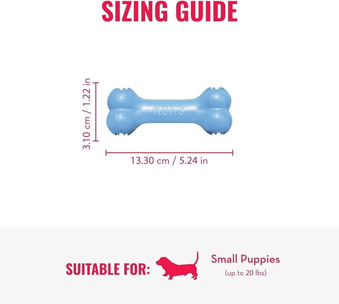 KONG Puppy Goodie Bone - Stuffable Toy for Small Puppy - Natural Rubber Chew for Puppies - Toy for Teething - for Small Puppies - Blue