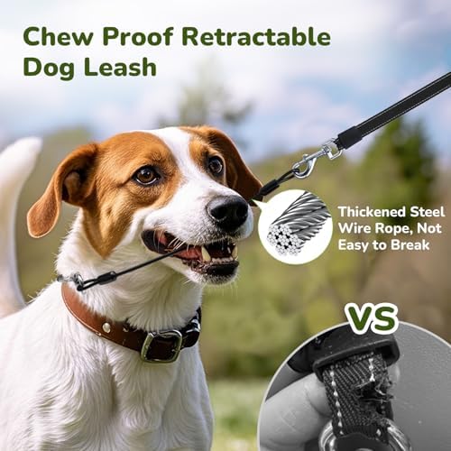 Pecute 32ft Retractable Dog Leash with Poo Bag Holder, Chew Proof Dog Leash with 360° Tangle-Free Extended, Anti-Slip Handle & Quick Brake Button, Suitable for Dogs Up to 66lbs in Weight - Image 2