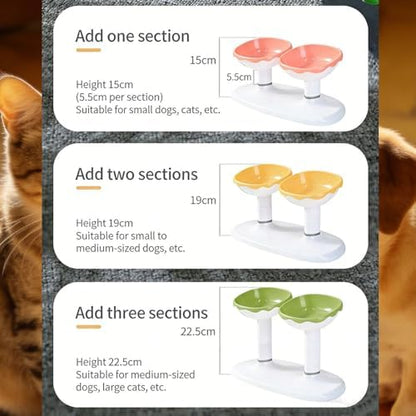Elevated Cat Bowls, Raised Cat Dishes for Food and Water, Pet Food Bowls for Cats and Puppies, 3-Level Height Adjustable, 350 ml/12 oz per Bowl (Pink) - Image 6