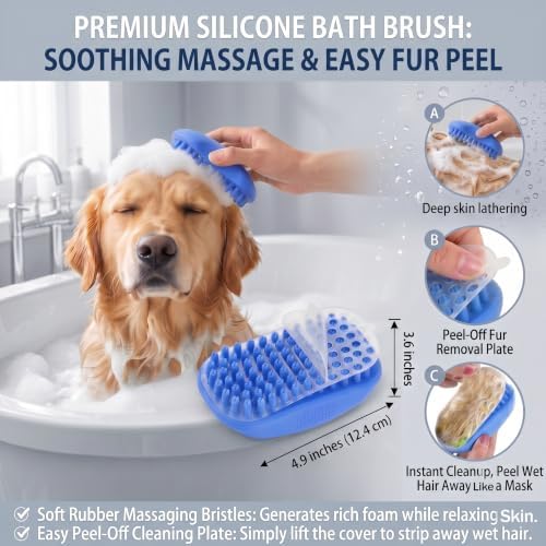 5 PCS Cat & Dog Grooming Kit Brush, Self-Cleaning Slicker Hair Brush, Nail Clipper, Undercoat Rake, Pet Bath Brush with Removable Screen,Pet Comb for Short & Long Haired Dogs Cats,Blue - Image 6