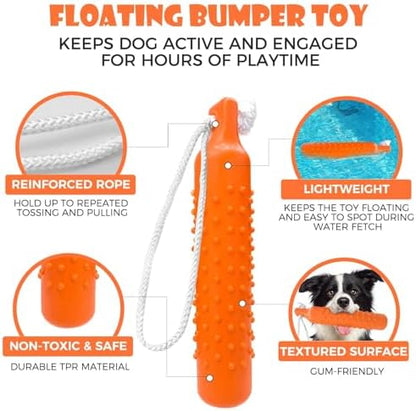 BINGPET Dog Float Bumper Toy 2 Pack,10.8" Lightweight Bumper for Water Fetch Outdoor,Floating Dog Water Toys for Medium Large Dogs,Fetch Rope Pet Toy Dock Diving Retrieving Dummy for Pool/Beach/Lake - Image 4